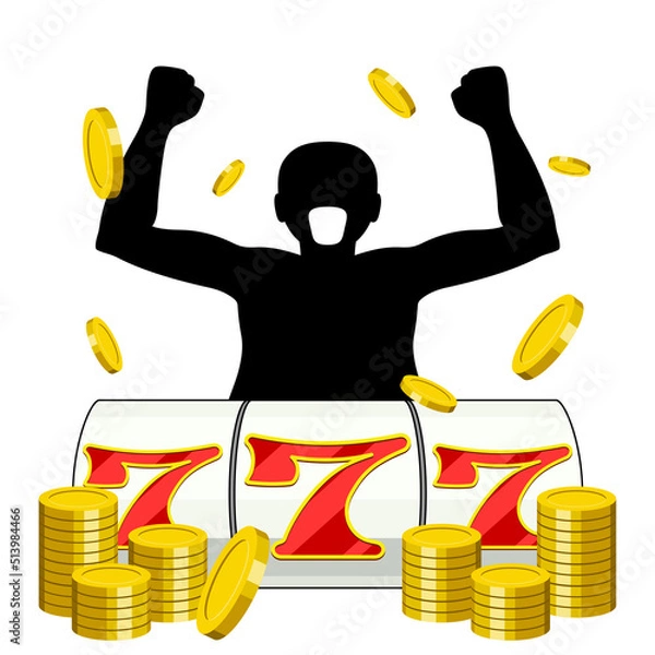 Obraz スロットのスリーセブンを揃えた男のアイコン