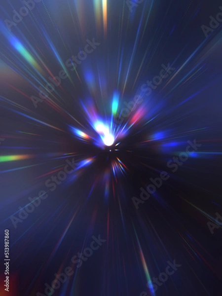 Obraz Glossy vibrant and colorful wallpaper. Light explosion star with glowing particles and lines. Beautiful abstract rays background.