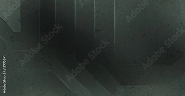 Fototapeta Pitted SciFi panels wall. 3D illustration. Futuristic conceptual design background. Spaceship texture wallpaper. Brushed technology pattern surface.