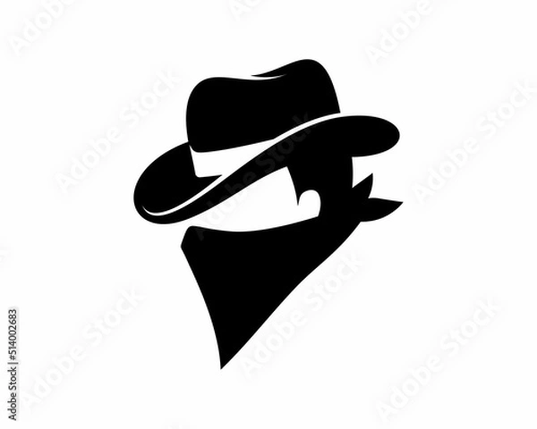 Obraz Simple bandit head silhouette vector logo