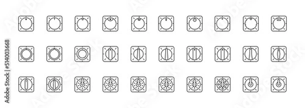 Obraz Set of Vector Icons on Theme Adjustment, Mode Selection, Control, Switching, Change. Presented Balance, Power, Minimum, Maximum, Left, Right Power Mode Control Panel
