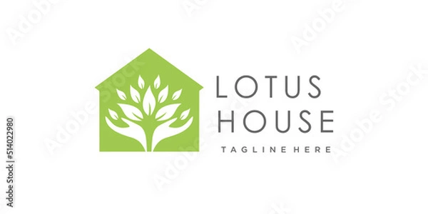 Fototapeta Lotus house logo design with creative concept Premium Vector