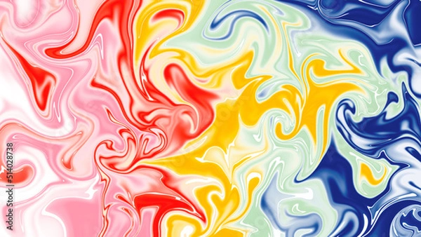 Obraz colors blending, vibrant background with pink, red, yellow, mint, and blue paint