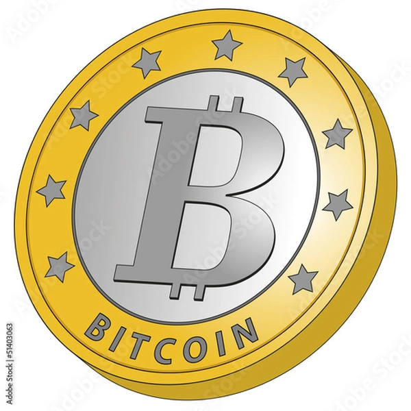 Obraz bit coin side view white