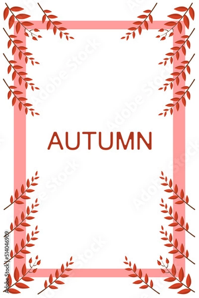 Obraz Autumn card with red leaves in flat style. Vector image.