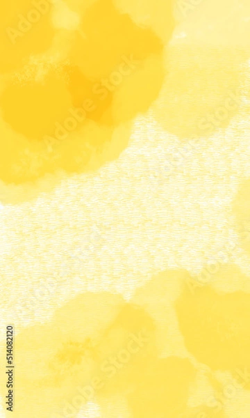 Obraz 白い和紙に墨汁がにじんだような背景素材（横線あり黄色）