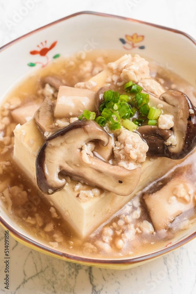 Fototapeta 豆腐と鶏ひき肉の餡かけ