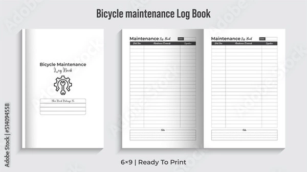 Obraz Bicycle Maintenance logbook. Bicycle Notebook