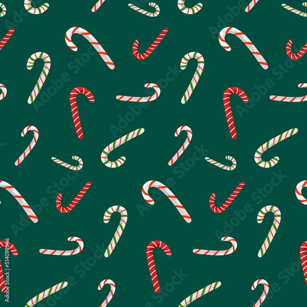 Fototapeta Candy Cane Vector Seamless Pattern