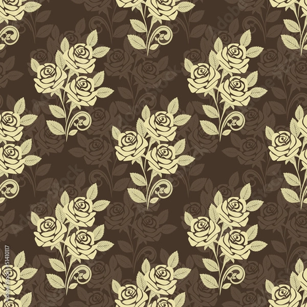 Obraz Seamless pattern with roses - beige and brown design