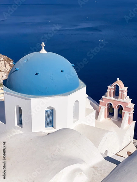 Fototapeta church in island santorini