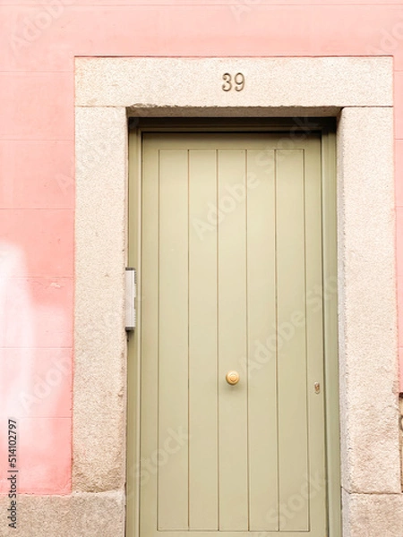 Obraz old door with wall green