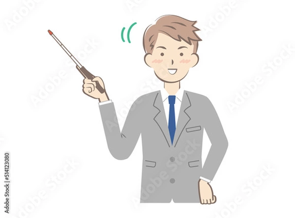 Fototapeta 指示棒を持っているスーツ姿の男性