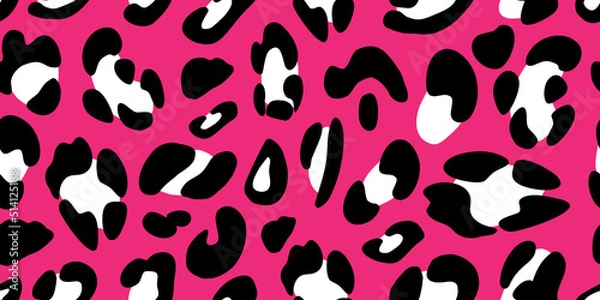 Obraz Pink leopard seamless pattern. Animalistic bright print. Neon vector background. 