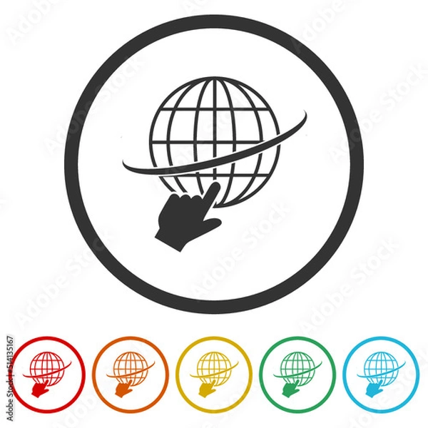 Fototapeta Go to web icons in color circle buttons