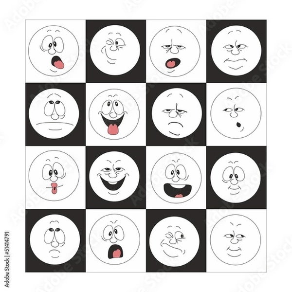 Fototapeta Emotion smiles set in box 002