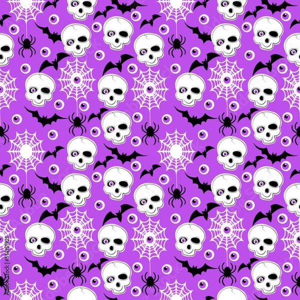 Obraz halloween pattern with skulls and spider webs
