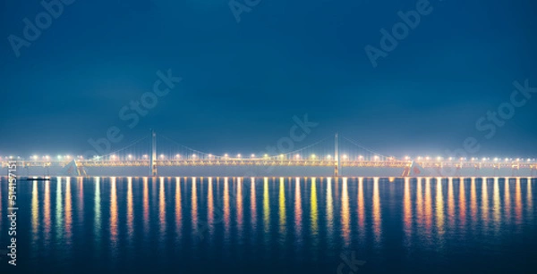 Obraz Cross-sea bridge at night