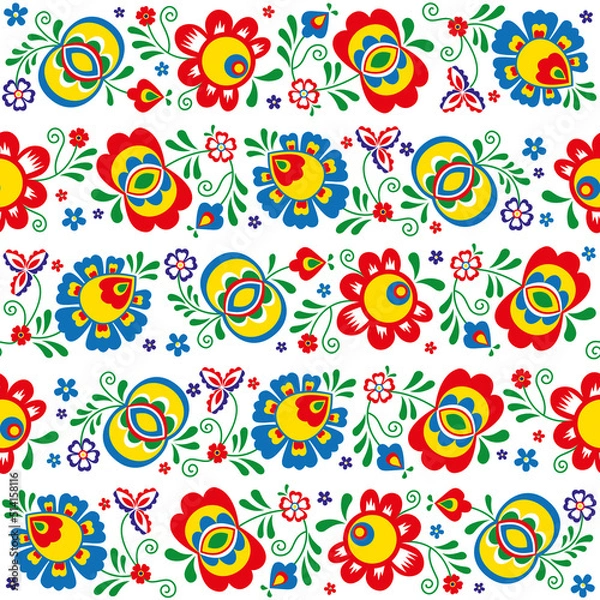 Fototapeta Seamless pattern made from folklore ormaments (Moravia - Slovacko)