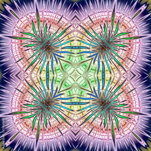 Fototapeta 3d effect - abstract kaleidoscopic geometric fractal pattern 