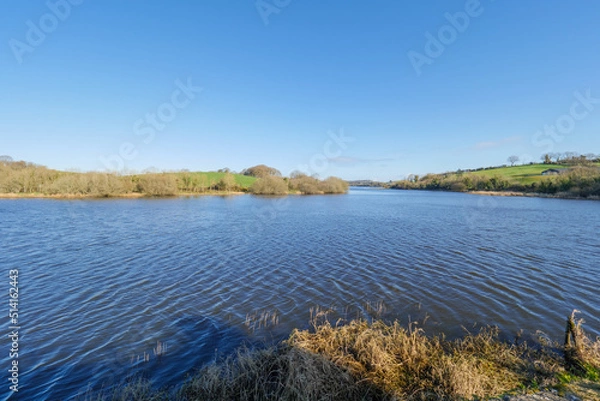 Fototapeta wide angle view of Spring quoile river,Downpatrick,Northern Ireland