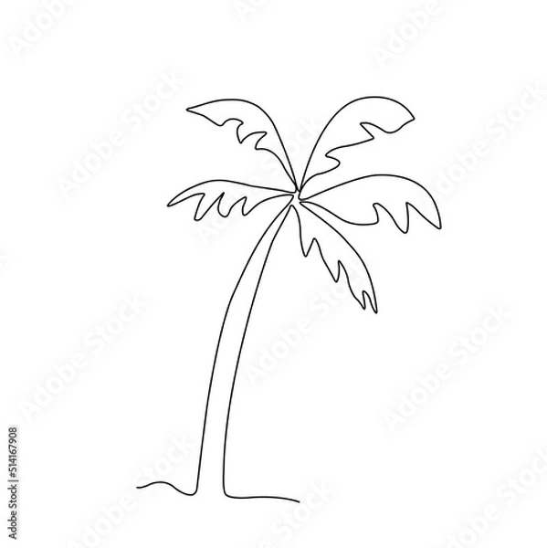 Obraz one line palm tree illustration drawing. abstract minimal line art design