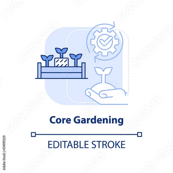 Fototapeta Core gardening light blue concept icon. Raised bed planting. Add straw. Gardening abstract idea thin line illustration. Isolated outline drawing. Editable stroke. Arial, Myriad Pro-Bold fonts used