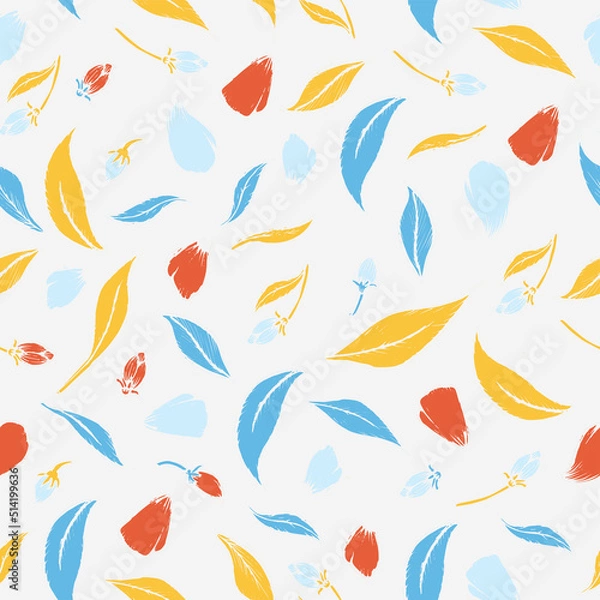 Fototapeta Pattern Colorful Leaves withoutline and color for print, design, decor, textile