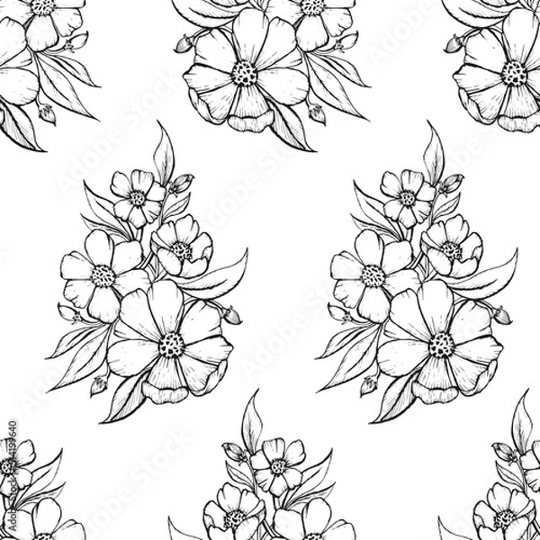 Obraz Pattern flower outline for print, design, decor, textile