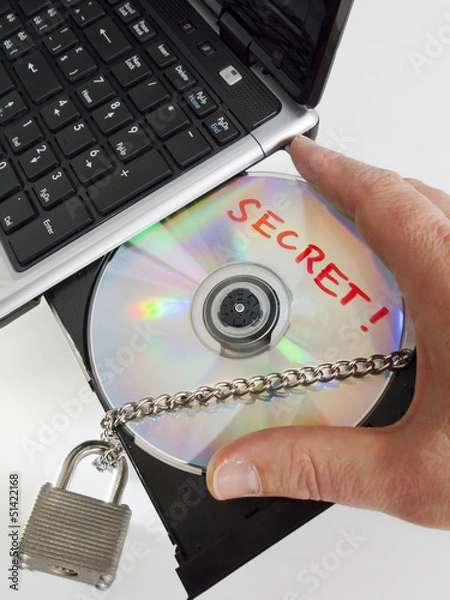 Fototapeta CD ROM in the CD drive of a labtop computer