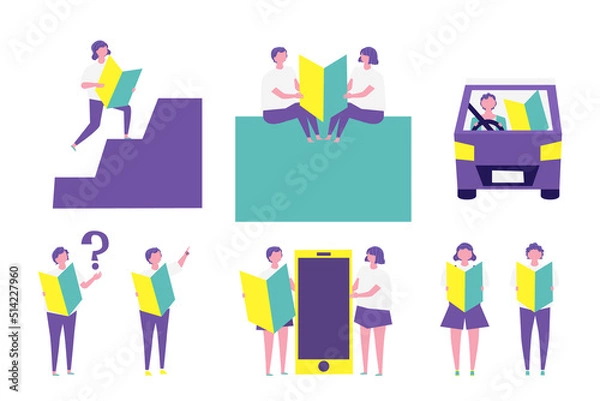 Obraz 初心者マークを持った人々のイラストセット