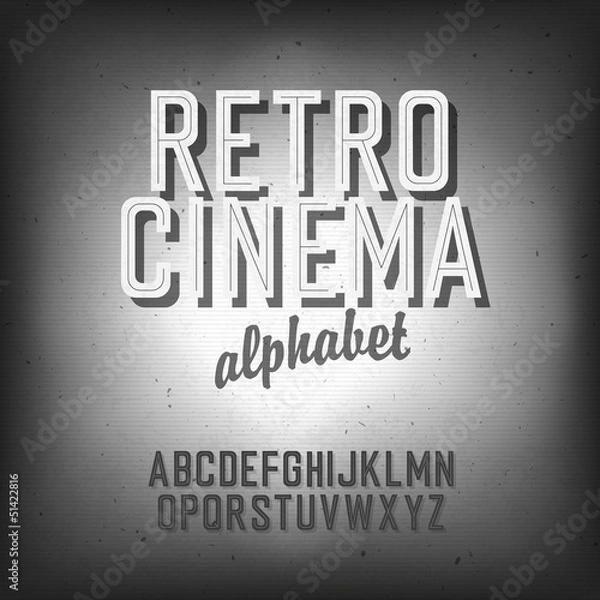 Obraz Old cinema styled alphabet. With textured background, vector, EP