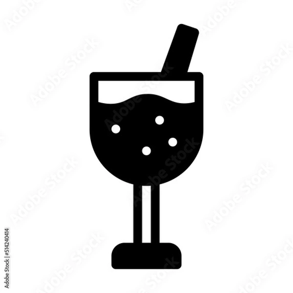 Fototapeta Alcohol icon or logo illustration vector graphic with glass and straw. Perfect use for ui, website, pattern, design, etc.