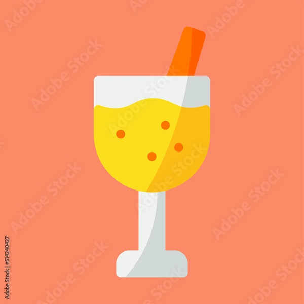 Fototapeta Alcohol icon or logo illustration vector graphic with glass and straw. Perfect use for ui, website, pattern, design, etc.