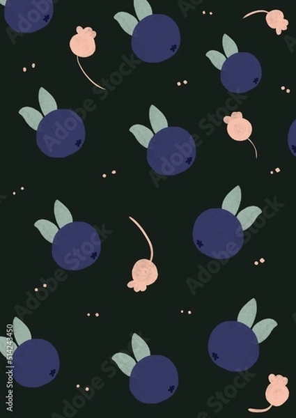 Fototapeta Pattern with the image of blueberries