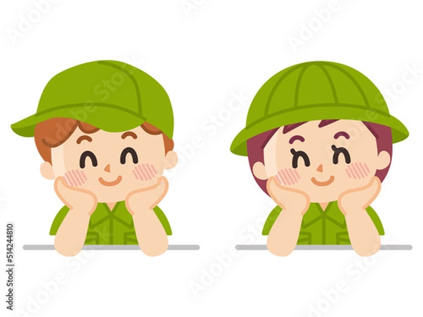 Fototapeta リラックスする探検隊の子供　ボーイスカウト　冒険　アウトドア