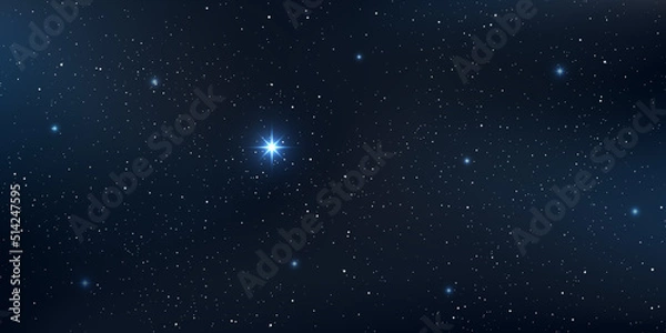Obraz North star, Star universe background, Bright star in the dark space background, Vector illustration.