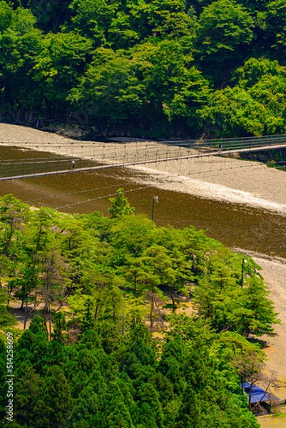 Fototapeta 谷瀬の吊り橋　奈良県十津川村