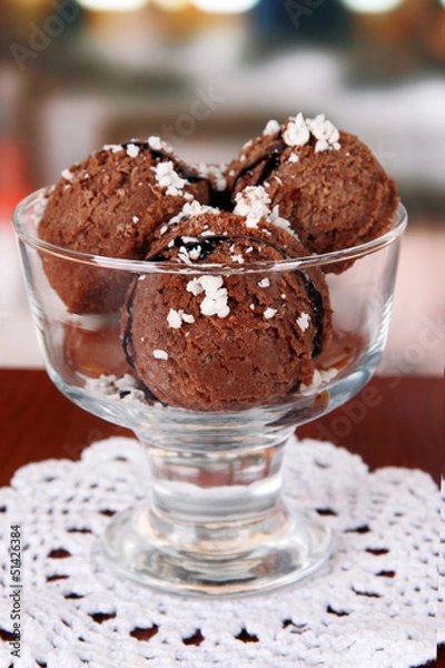 Fototapeta Delicious ice cream on table in cafe