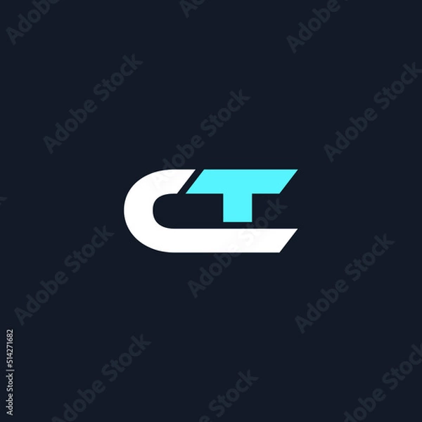 Obraz CT linked Uppercase letter logo Vector File