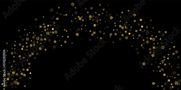Fototapeta Falling Snow flakes golden pattern Holiday Vector
