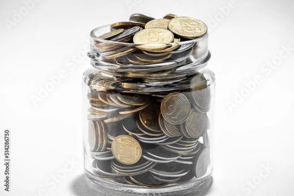 Obraz Jar of Money Isolated on a White Background