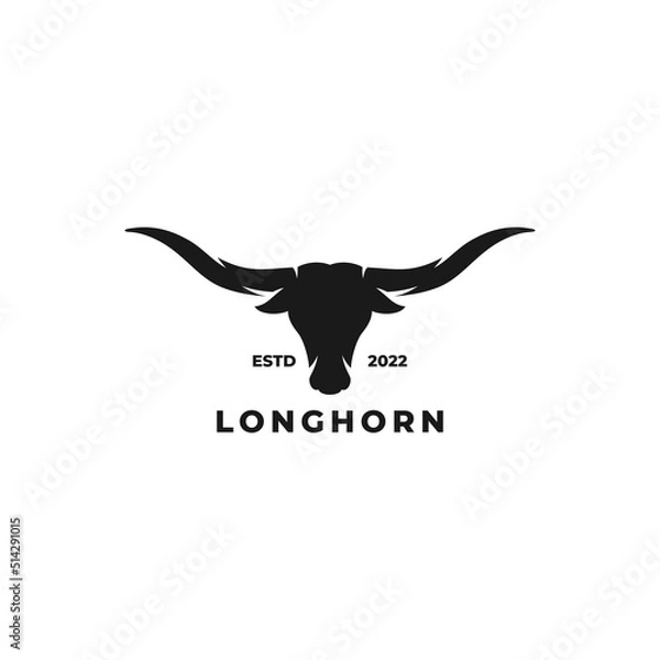 Fototapeta Longhorn simple flat logo design vector