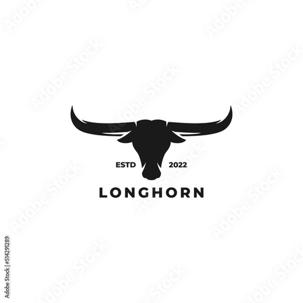 Fototapeta Longhorn simple flat logo design vector