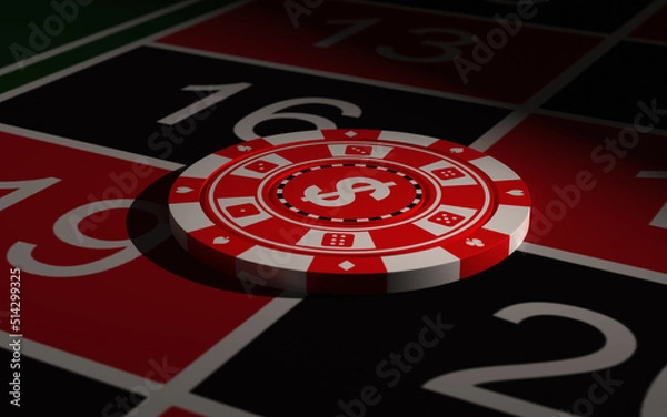 Obraz Single Gambling Chip on Table