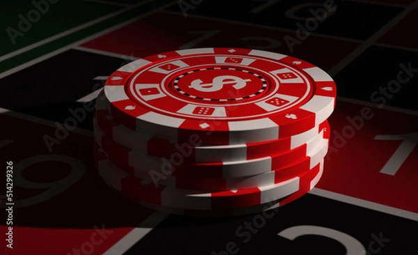 Obraz Stack of Gambling Chips on Table