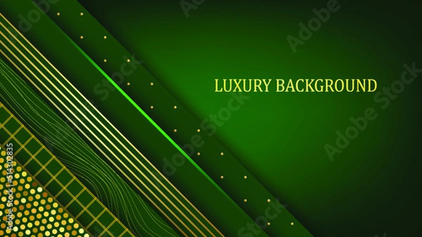 Obraz Green and gold luxury background. Vector illustration.