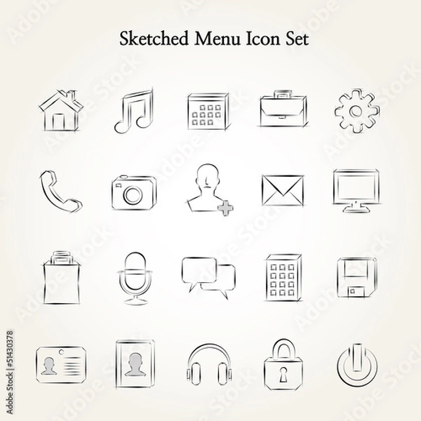 Obraz Sketched menu icon set