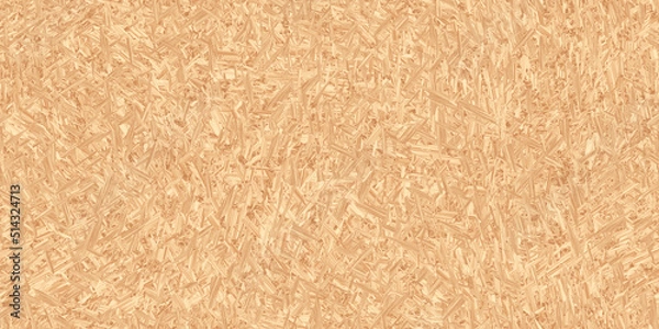Obraz Seamless compressed wood particle board background texture. Tileable light brown pressed redwood, pine or oak fiberboard, plywood or OSB Oriented strand board backdrop pattern. 3D Rendering. .