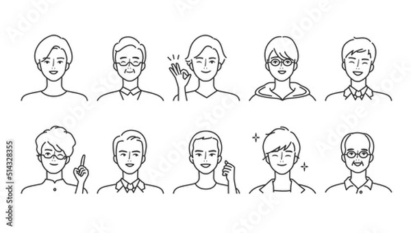 Obraz いろいろな年代の笑顔の男性セット